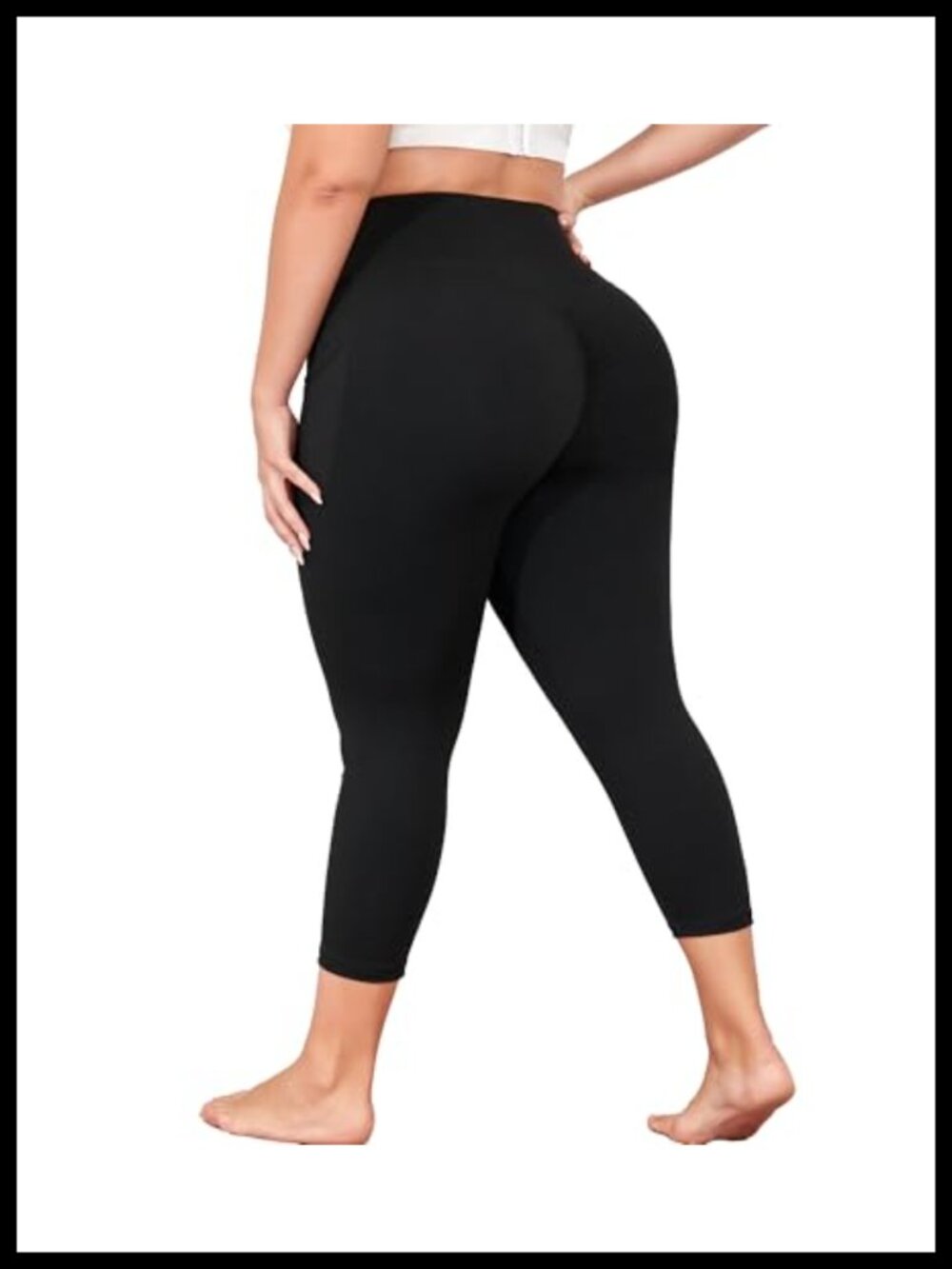 Plus Size Capri Yoga Pants with Pockets Butt Lifting High Waist Tummy Control